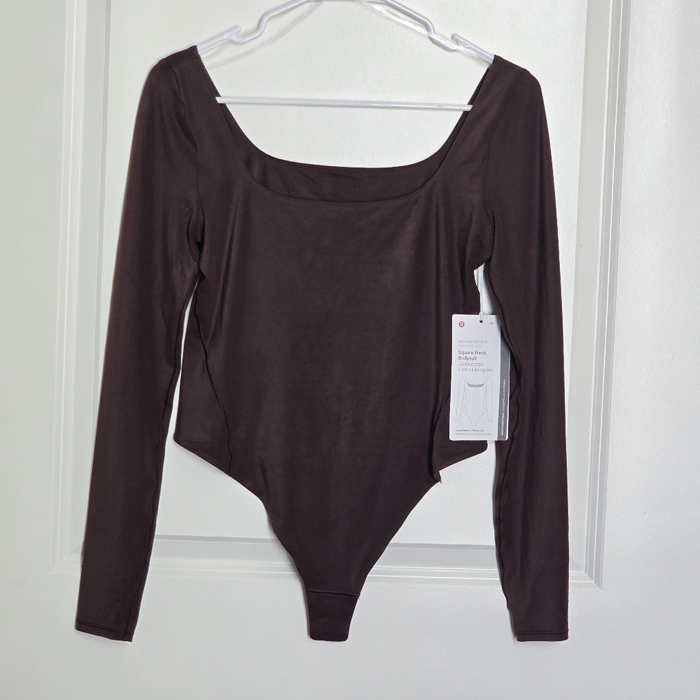 Lululemon Wundermost Ultra-Soft Nulu Square-Neck Long-Sleeve Bodysuit Sz M - Picture 5 of 7